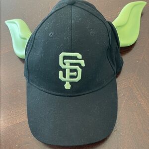 Star Wars 100% Cotton San Francisco Giants StubHub Yoda Ears Black Cap. Velcro.